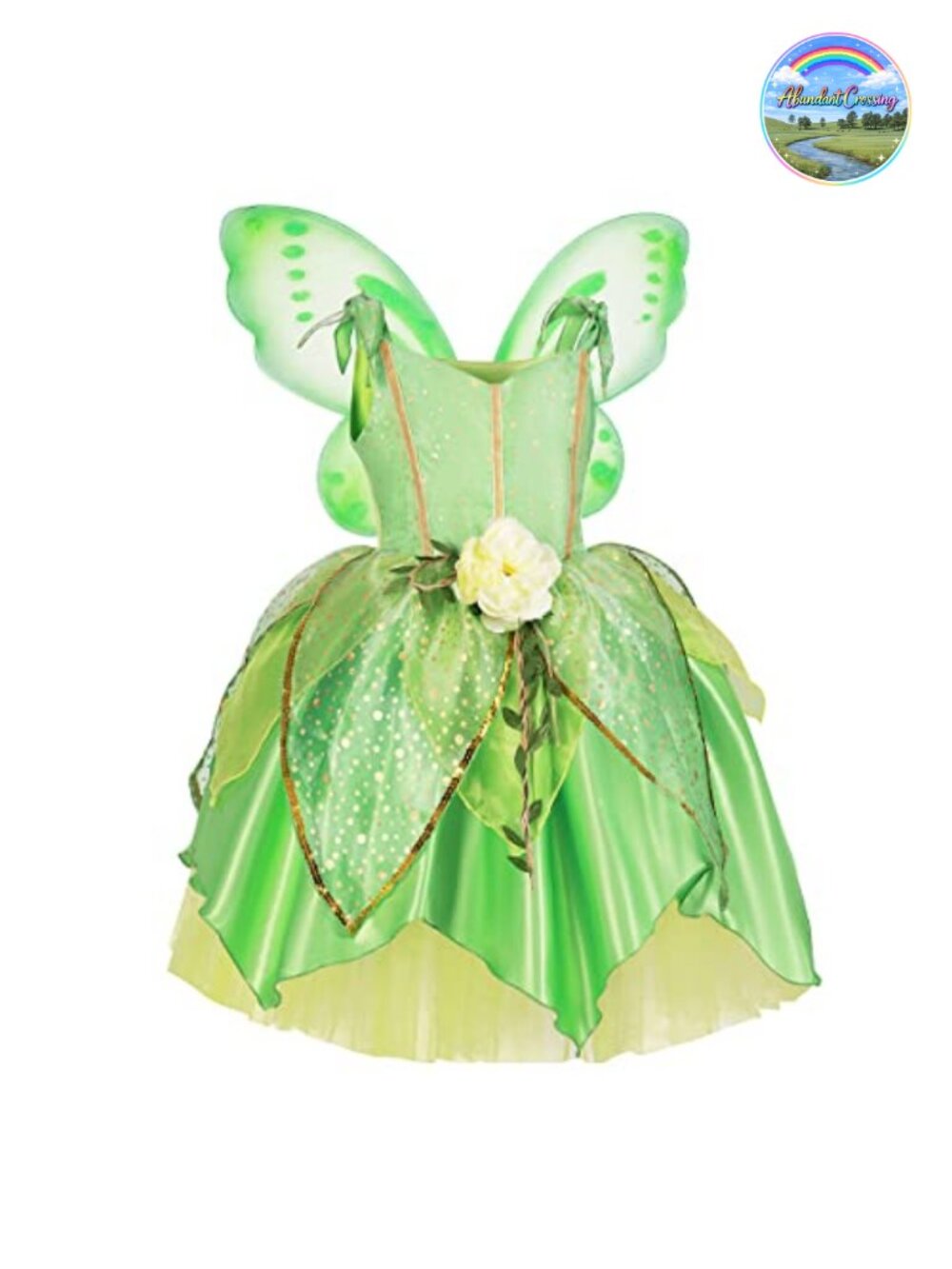 Princess Costume for Girls Dress with Wings Halloween Birthday Party Outfit